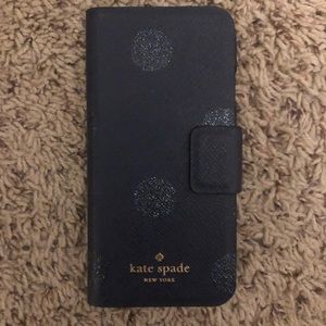 Kate space folio navy blue glitter dot case